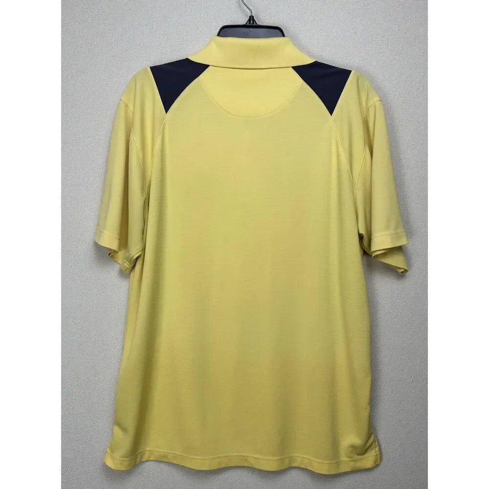 PGA Tour Airflux Golf Polo Shirt Men’s Yellow With Gray Trim Lg. Stretch Casual - Picture 5 of 7